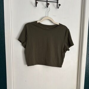 Green Fitted Crop T-Shirt Short Sleeve